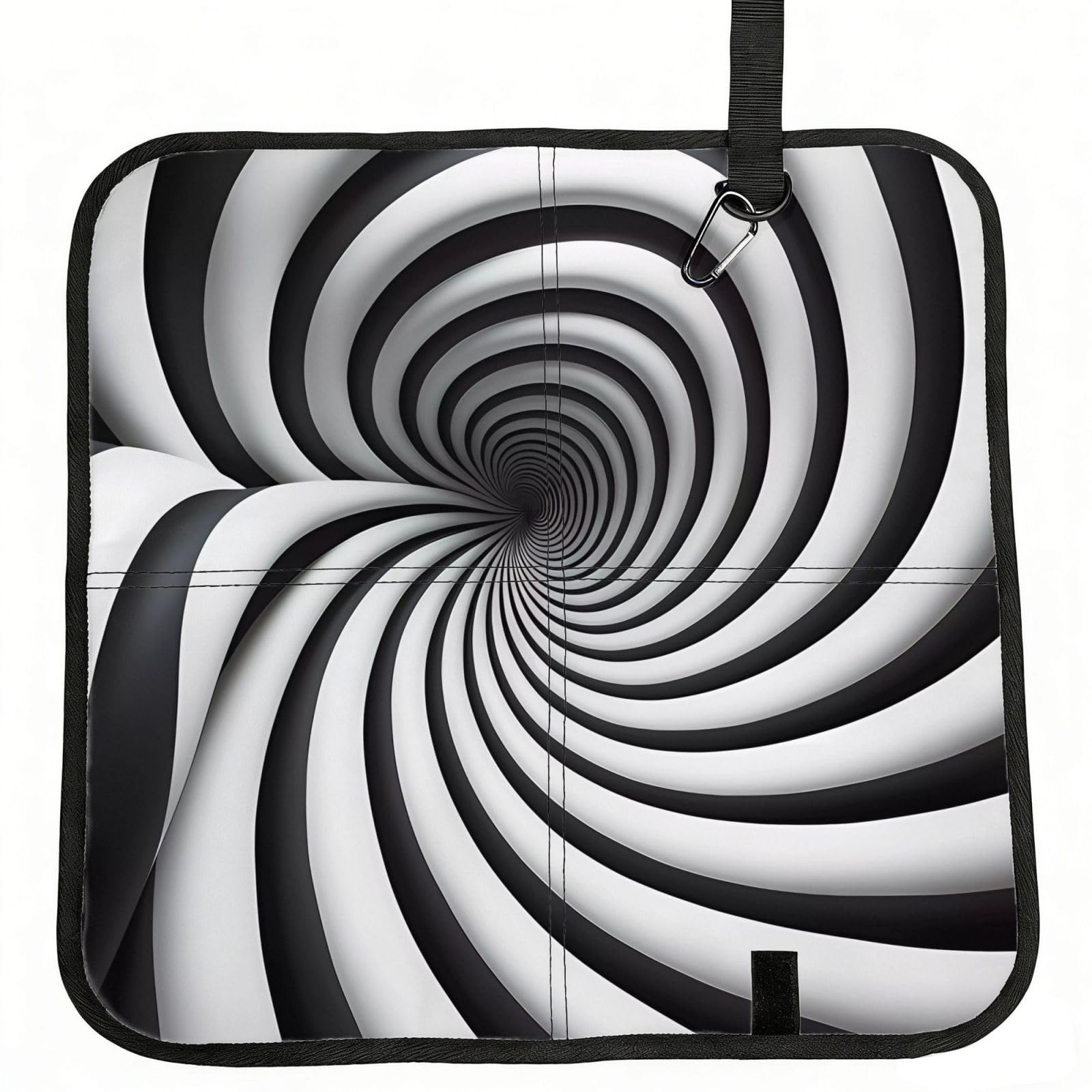 MROWYC spiral optical illusion gif Printed Foldable Seat Cushion - Portable with Carabiner, for Stadium, Camping, Hiking