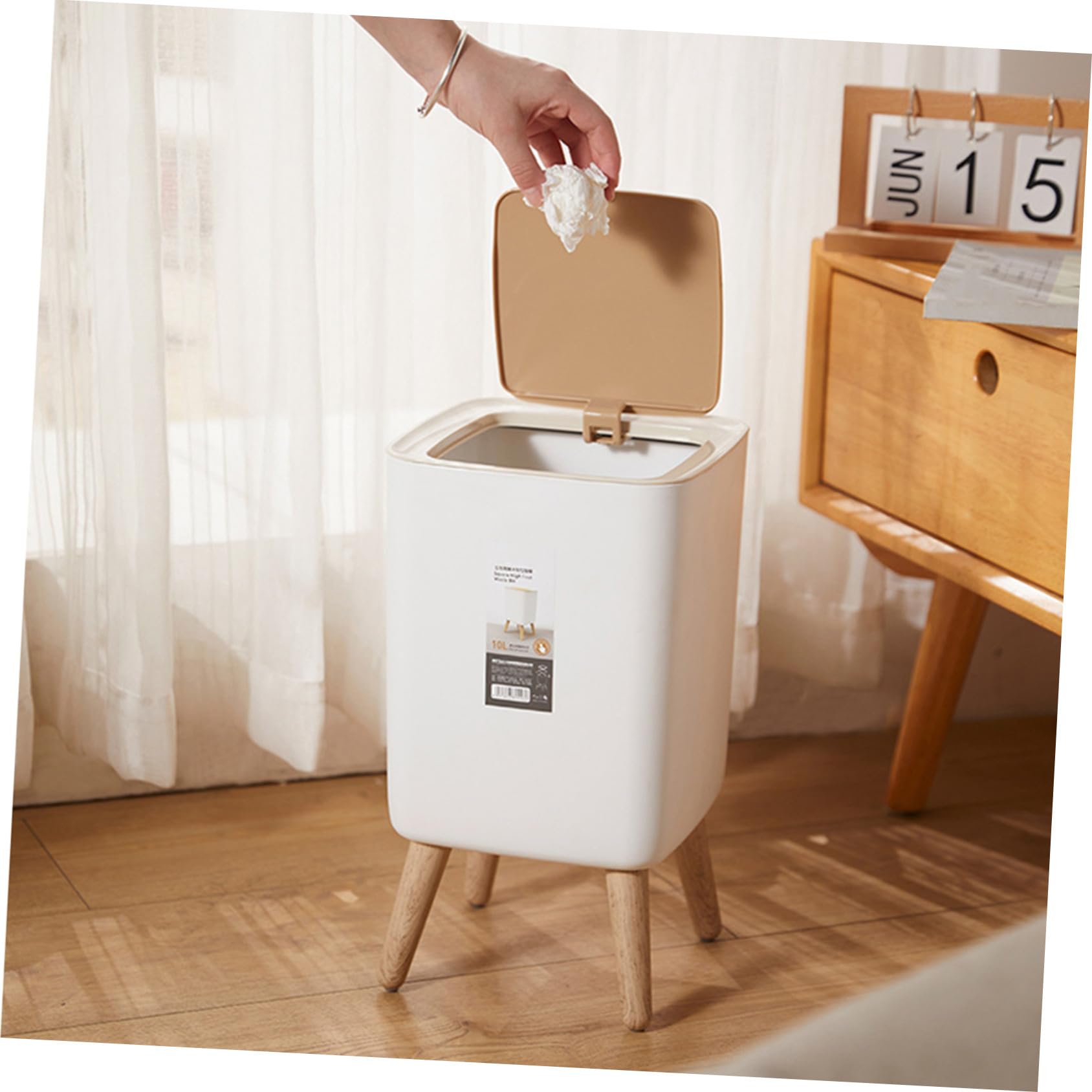 PRETYZOOM Poubelle à Pression 10 L en PP et ABS Cuisine et Salle de Bain
