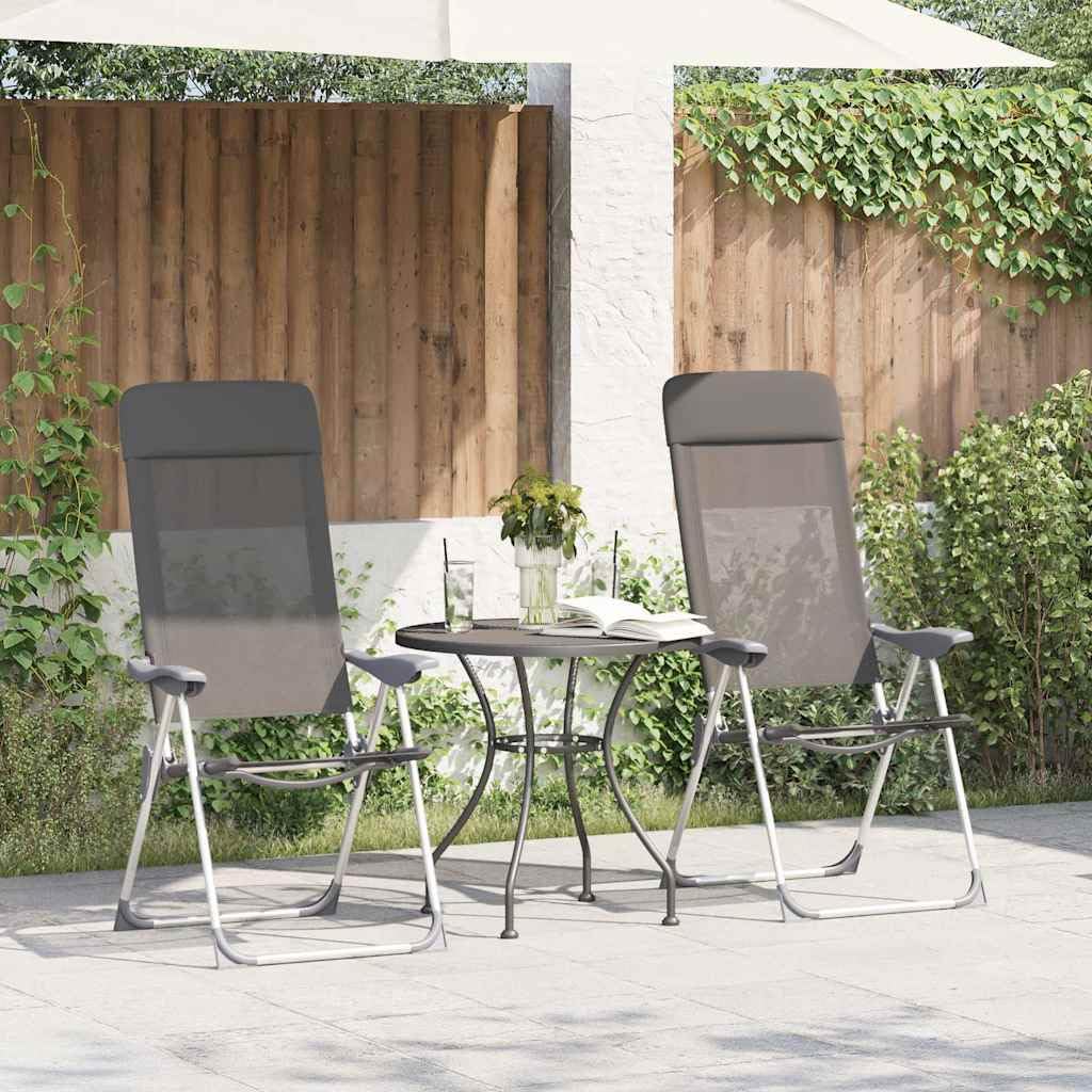 4er Set Klappbare Campingstühle Grau, Verstellbare Gartenstühle mit Kopfstütze, Leichter Aluminium Klappstuhl für Outdoor, Angeln, Reisen, 120 kg Belastbar