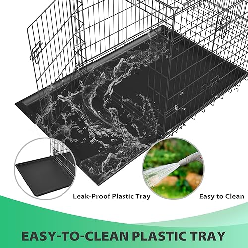 Miniatura 5 de BestPet - Cajas plegables de alambre de metal para perros grandes, de 61 cm, para el aire libre e interior, con doble puerta, panel divisor, bandeja