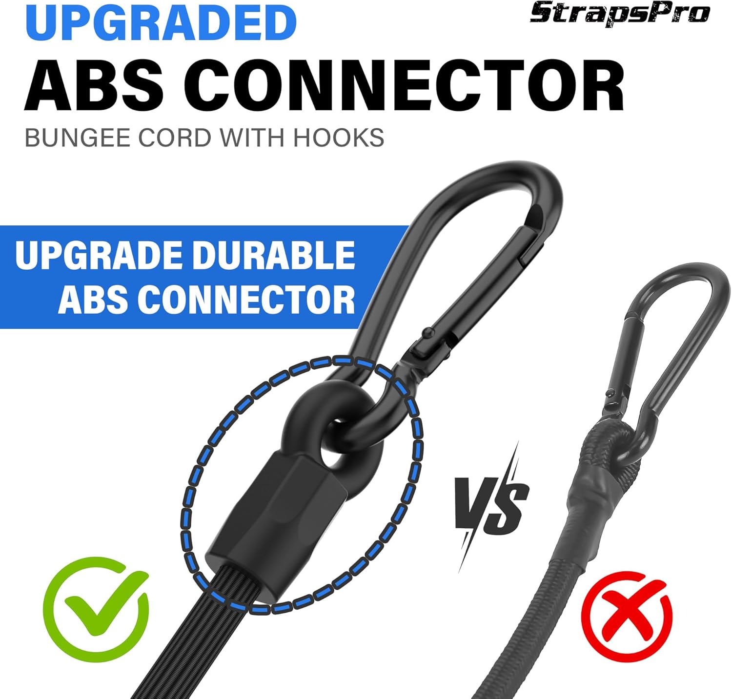Bungee Cords, Upgrade 12 inch Bungee Cords with Carabiner Hooks Outdoor, Heavy Duty Black High Strength Short Strong Elastic Bungee Cord Rope with Clips On Both Ends for Camping, Bike, 4 Pack