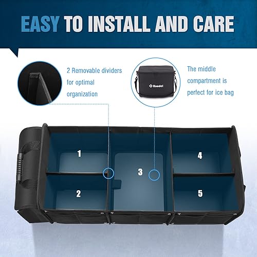 Miniatura 5 de K KNODEL Organizador de maletero extra grande con bolsa refrigeradora, organizador de automóvil de 3 compartimentos, organizador de maletero de SUV