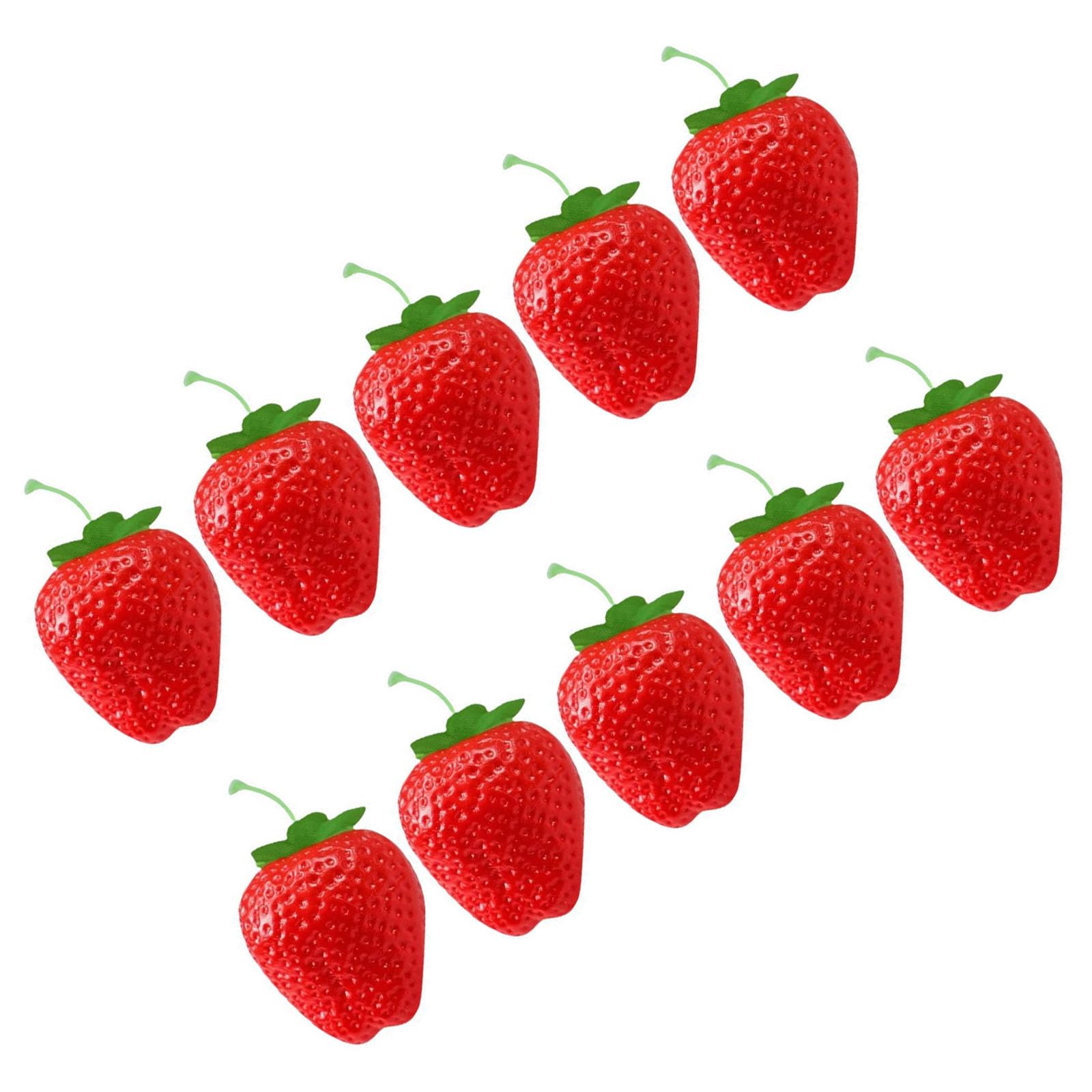 Hsioluted 10Pcs Realistic Simulation Strawberry Models Artificial Fruit Model for Basket Display Wedding Holiday Party Decoration Realistic Strawberry Decoration
