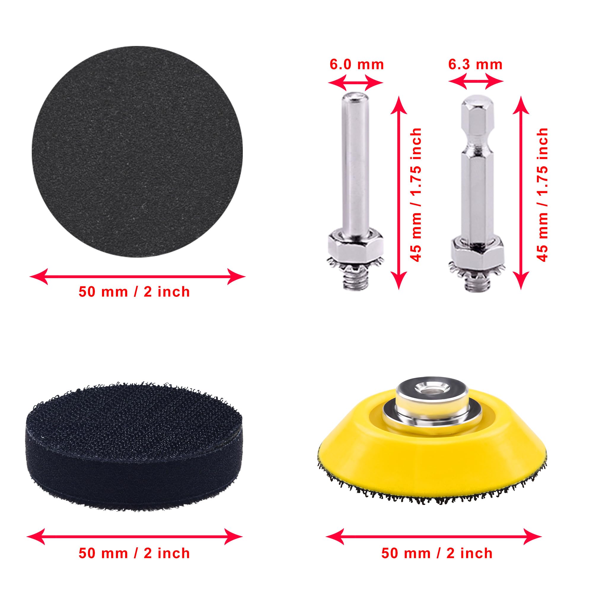 SIQUK 200 Pezzi Dischi Abrasivi 50mm Dischi Abrasivi Rotondi Dischi Carta Abrasiva Grana 180/240/320/400/600/800/1000/2000/3000/5000 per AutoLucidatura Metallo Legno