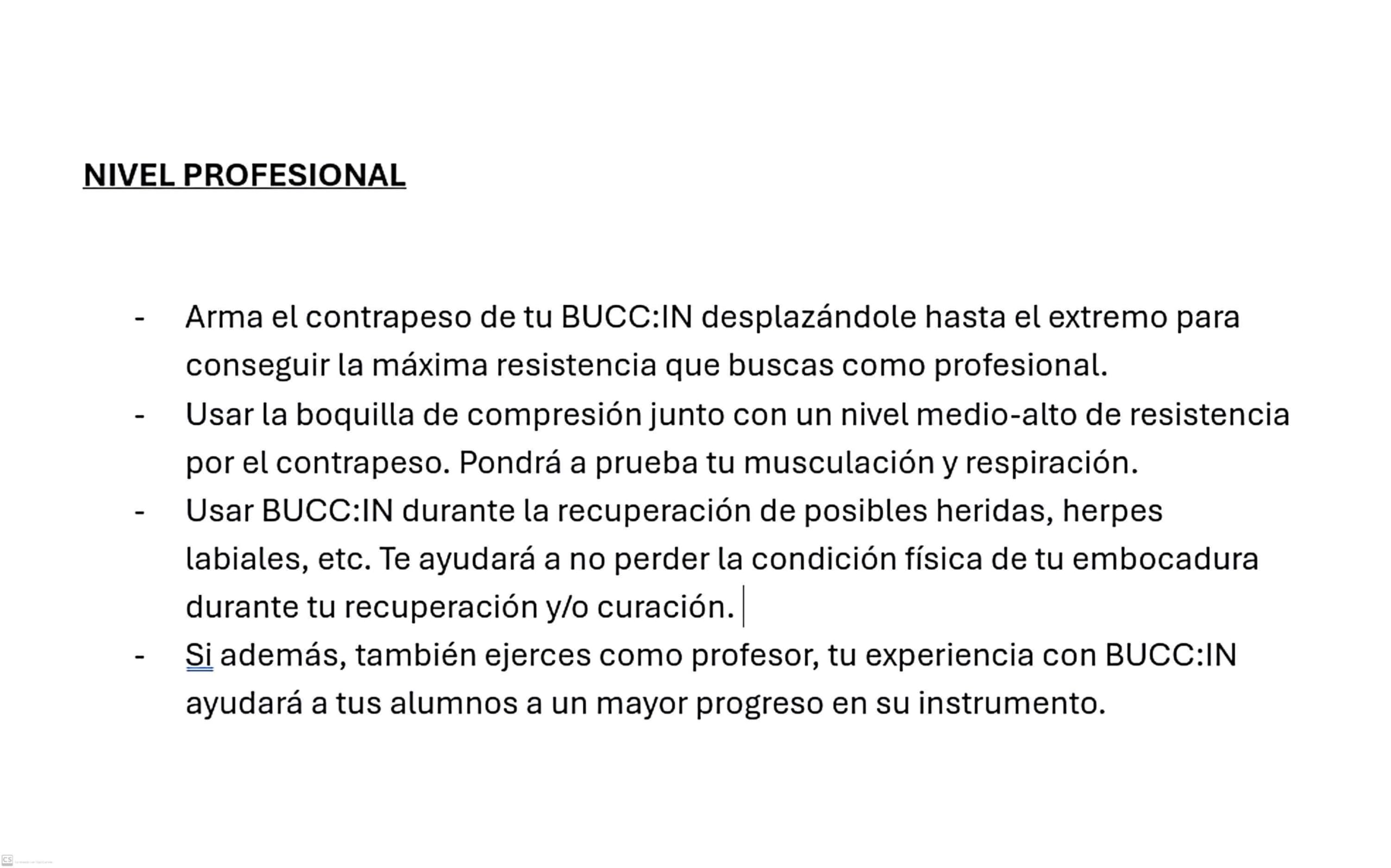 BUCC:IN. Entrenador de embocadura. ejercitador de musculacion y Respiracion