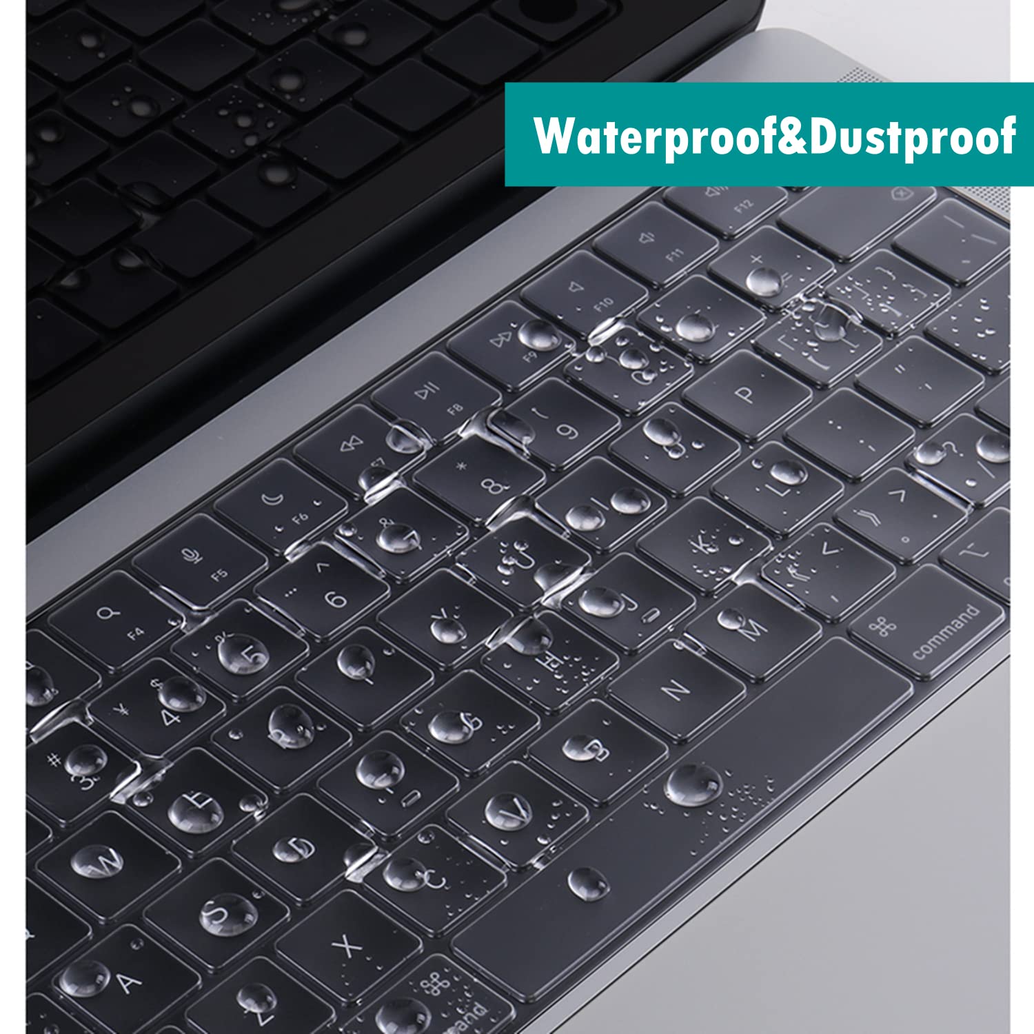 Se7enline Compatible with Macbook Keyboard Cover Skin for Mac Neo & Air 13/15 & Pro 14/16 inch (M5 M4 M3 M2 M1 A18 Pro) 2026/2025/2024/2023/2022/2021 Silicone Waterproof Dustproof EU Layout,Black — view 4