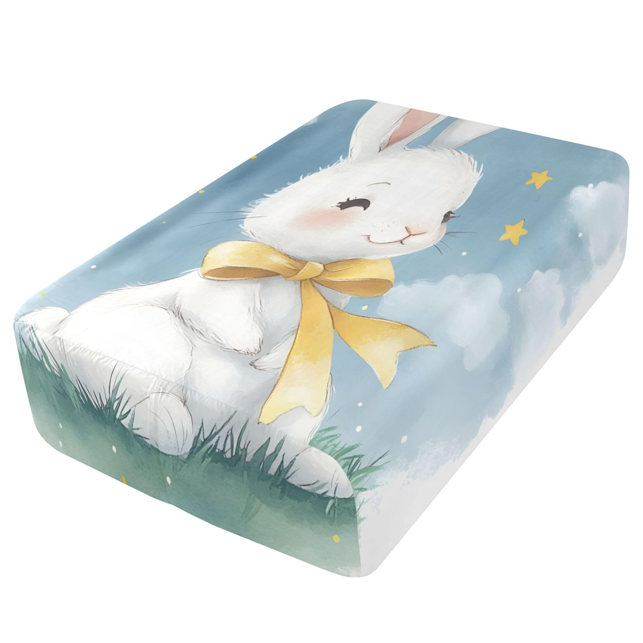 Sábana bajera ajustable de conejo de dibujos animados para colchón de aire, bolsillo extra profundo de 24 pulgadas, funda suave y transpirable con apertura de válvula de cremallera para cama