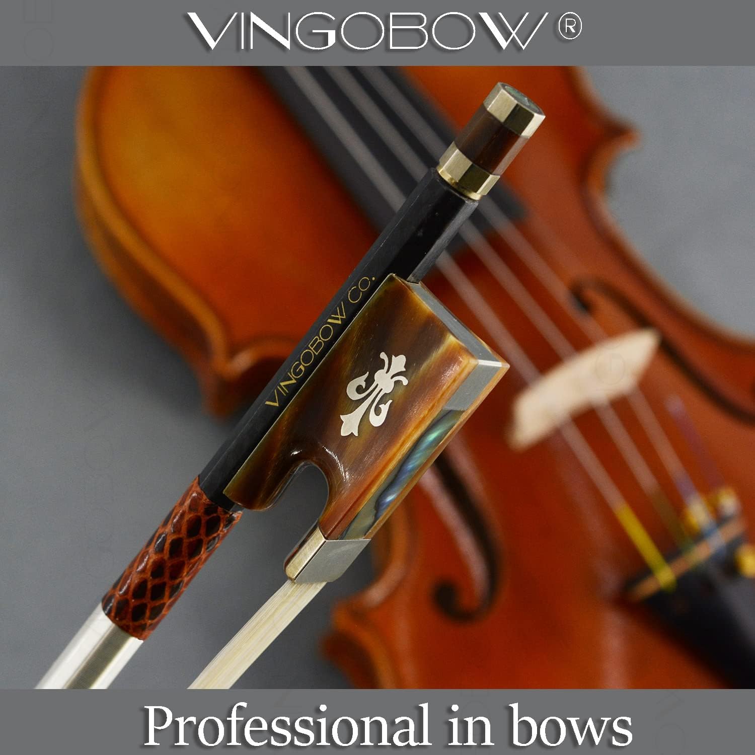 Arco de violín de fibra de carbono de tamaño 4/4 elegante rana de cuerno de buey rojo y tornillo Fleur De Lys