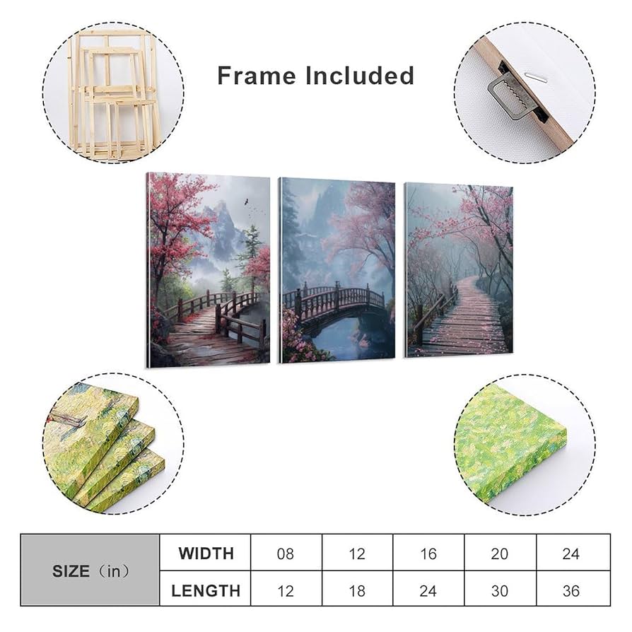 新品　ガラス壁掛け　アートパネル ポスター　アートフレーム 自然風景　橋絵画 Amazon.co.jp: ZFXFHDR(へ楽ーツ) 山の風景画 木の雲の風景