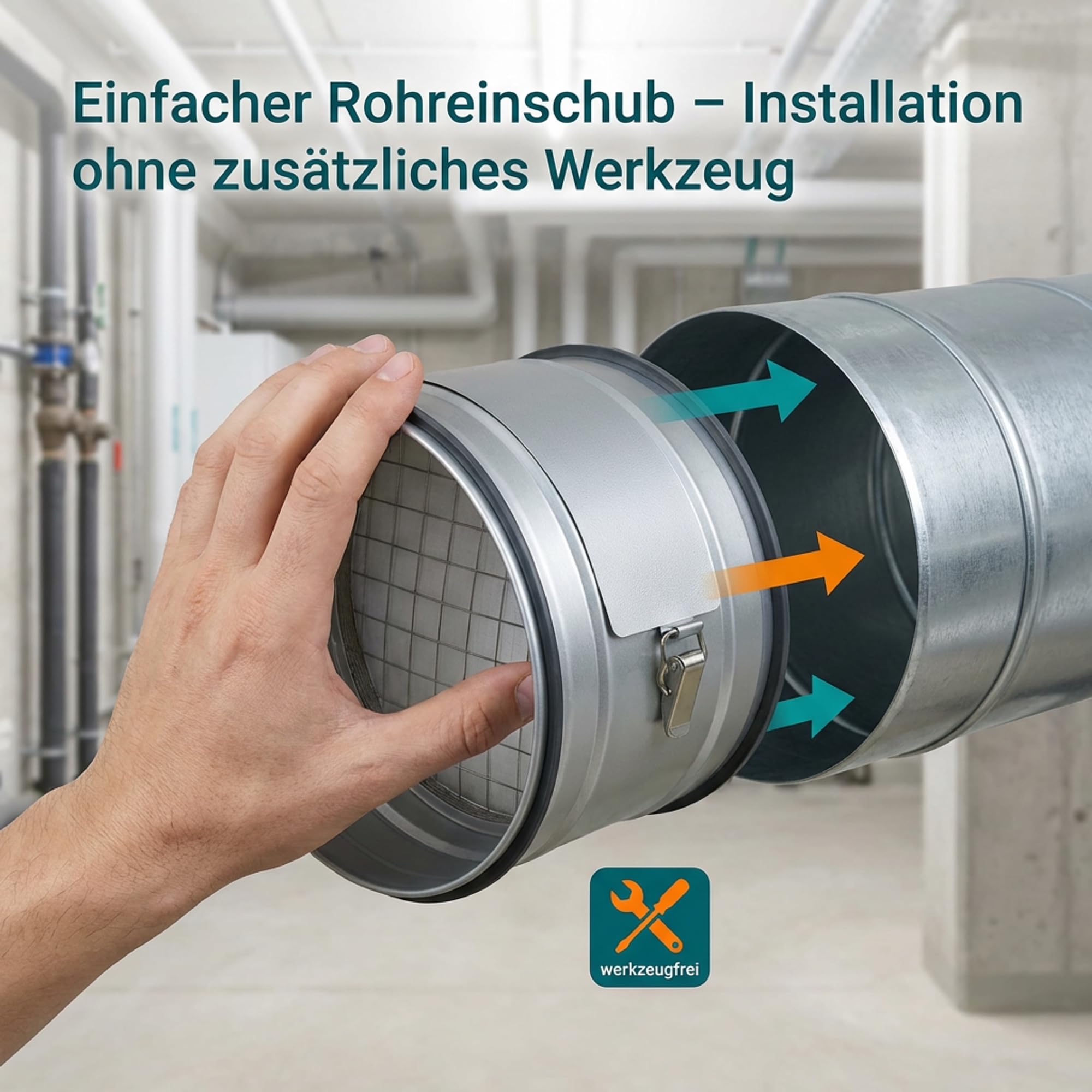 Easy Act Filtre à poussières grossières rond Ø 125 mm pour l'admission d'air, filtre tubulaire en acier galvanisé pour la filtration des grosses particules dans les systèmes de ventilation