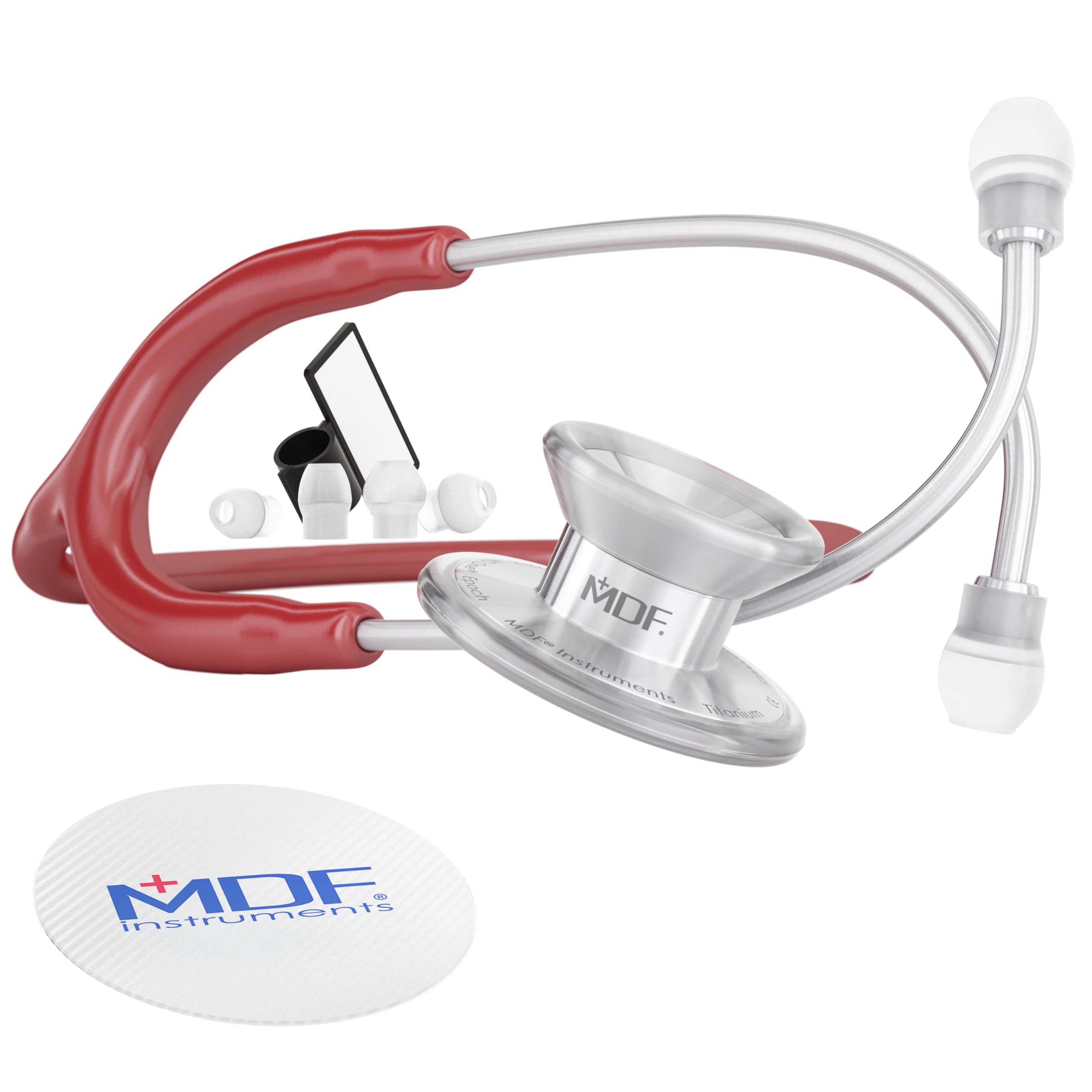 MDF Instruments MD One Epoch Titanio Fonendoscopios para adultos, sin partes de vidaMDF777T17, rojo vino