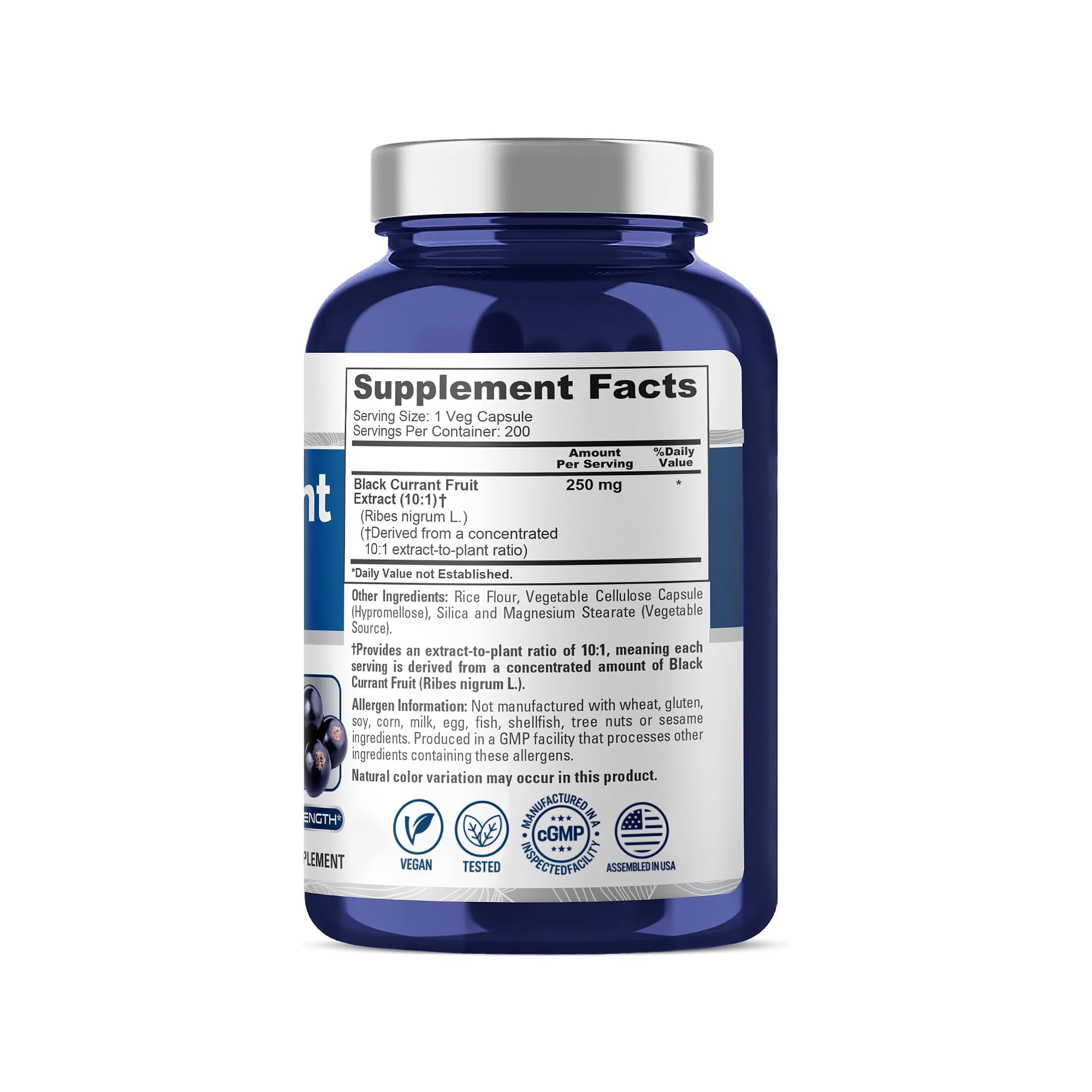 NusaPure Black Currant, 250 mg, Vegan, 200 Veggie Capsules - 200 Servings — Amazon image 2