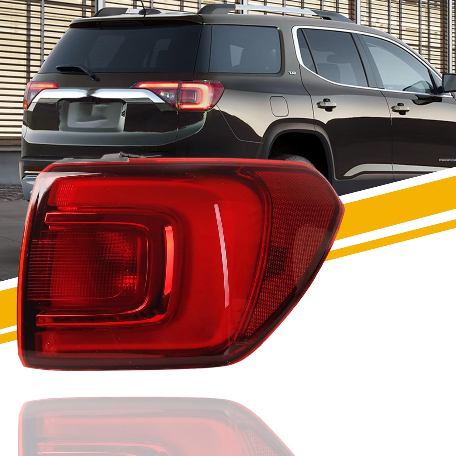 dasbecan tail light assembly rear lamp led type brake light compatible with 2017 2018 2019 gmc acadia right passenger side replace 84108398 84709442 gm2805126