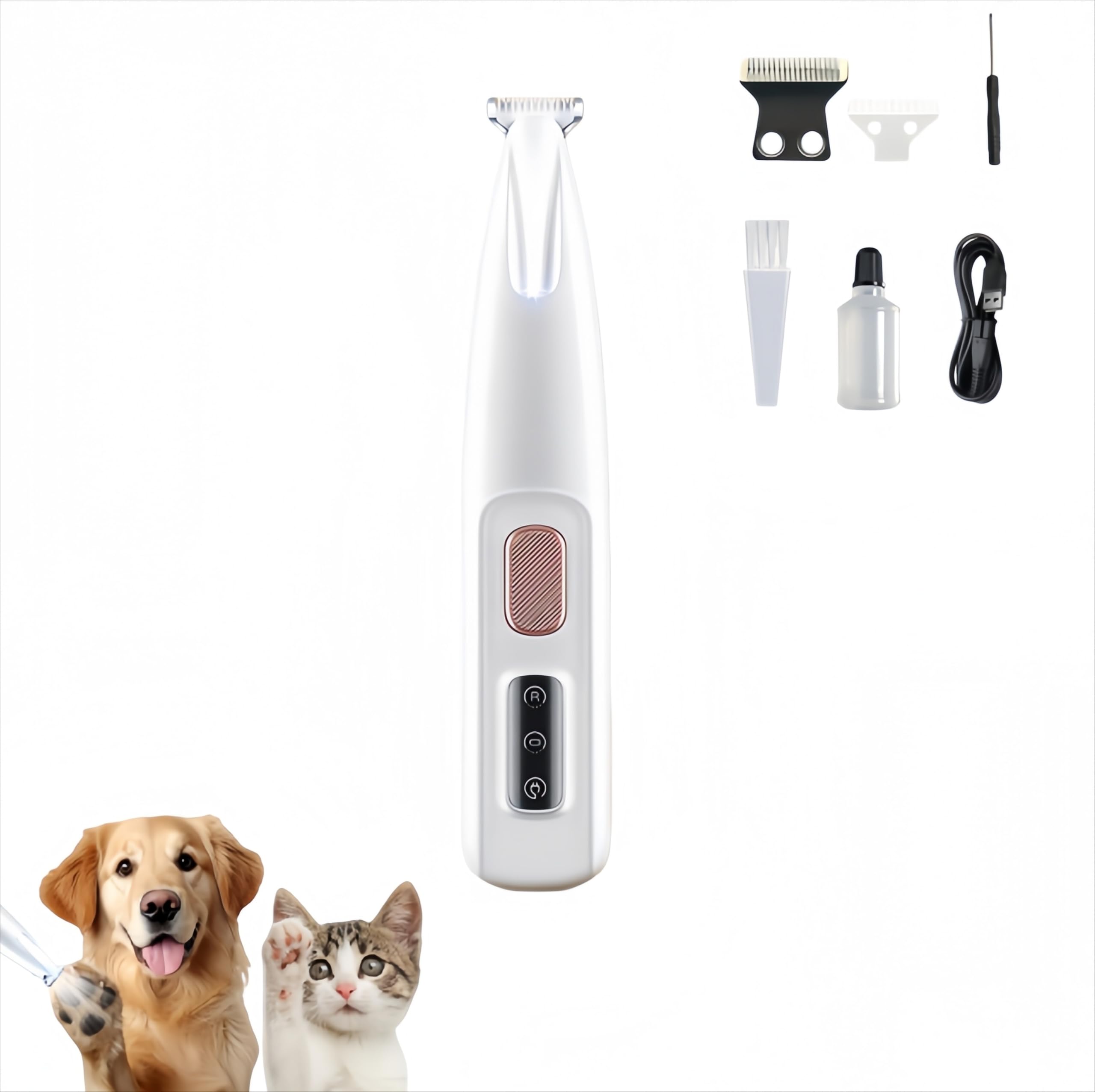 Tondeuse De Toilettage GrosMatou tondeuse pour chat Silencieuse Coupe Poils Animaux Avec Lumière LED étanche Suitable for kittens and puppies (1PCS)
