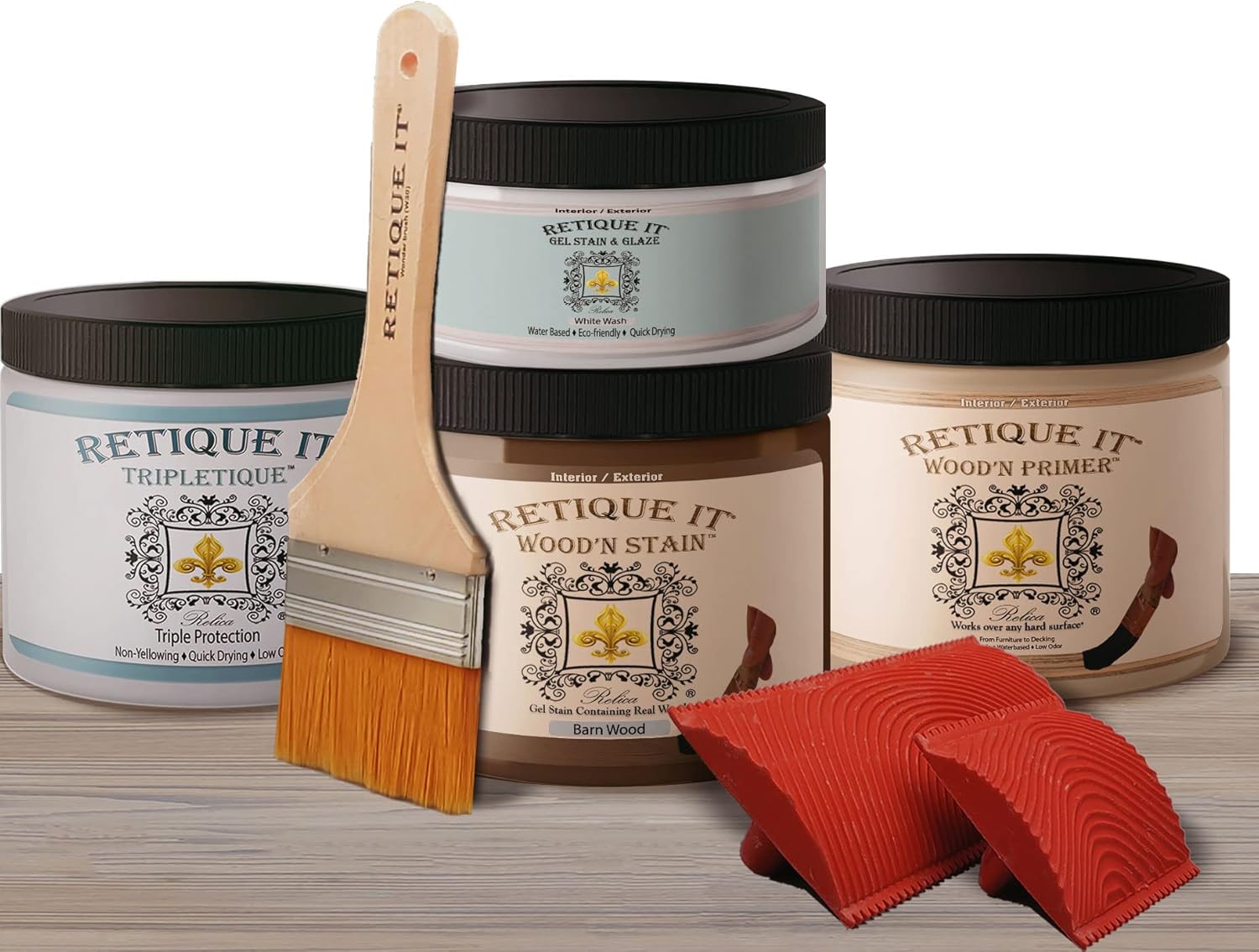 Retique It Liquid Wood Countertop Kit with Wood Gel Stain - Genuine Wood Finished countertops (24 oz (Island), 04 French Oak)