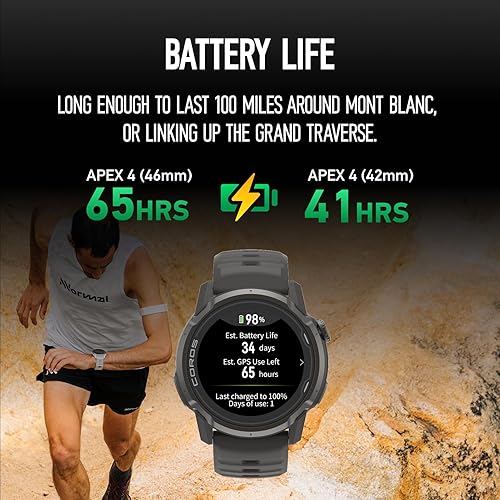 Miniatura 3 de COROS Reloj GPS APEX 4 (1.811 in), pantalla táctil MIP de 1.3 pulgadas, mapas globales con navegación paso a paso, 41 días de duración de la