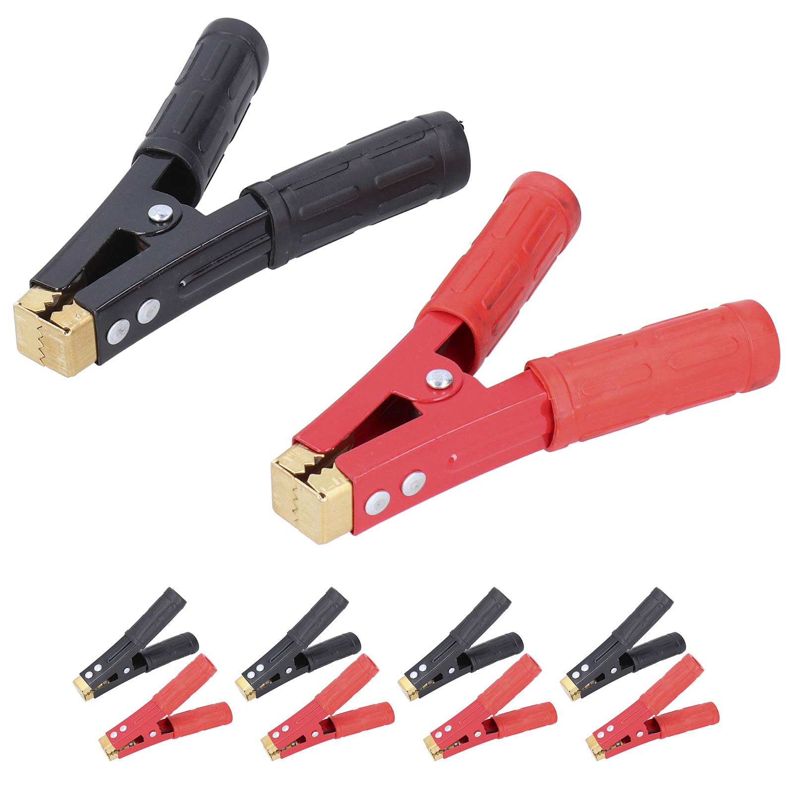 5 Paia Morsetti a Coccodrillo Isolati per Cavi Batteria – Kit Tester Elettrico 1000A – Molla in Rame Resistente, Ampia Apertura per Circuiti Elettrici Auto