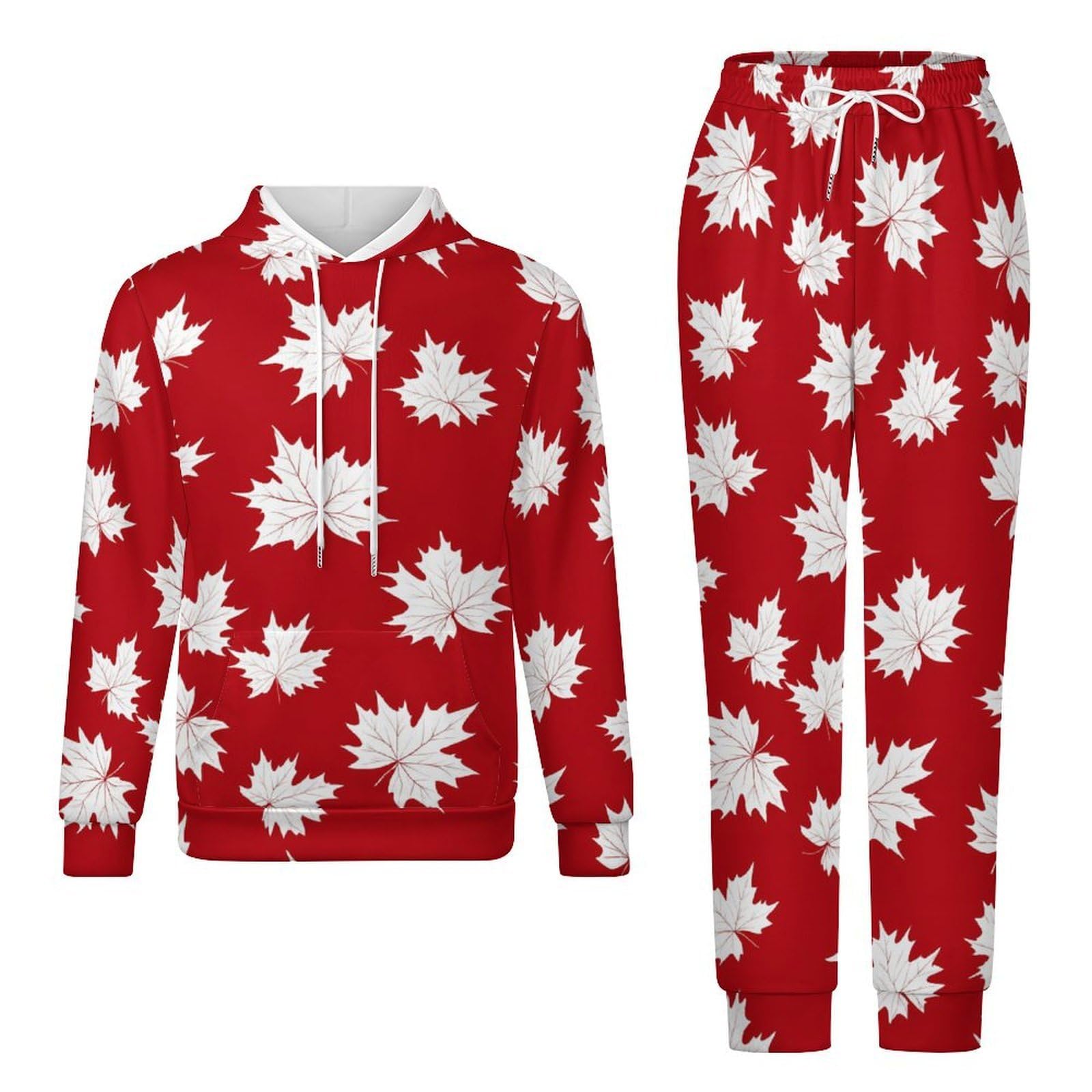 Canada acero Canada Flag Tute per gli Uomini Manica Lunga Felpa Con Cappuccio E Pantaloni Della Tuta Joggers Set Moda Tute