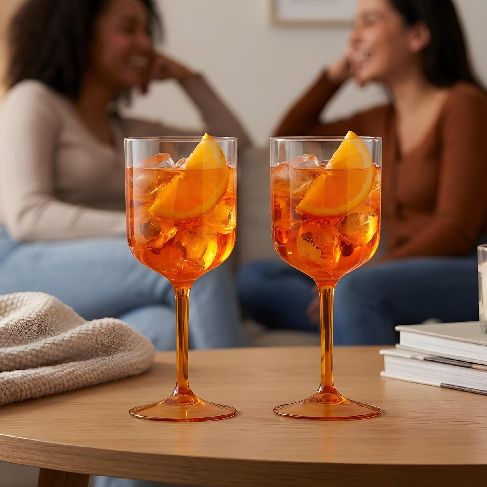 Calici Spritz Aperol in plastica colorati, 6pz, 42cl, lavabili in lavastoviglie, Infrangibile, Aperitivo, Cocktail