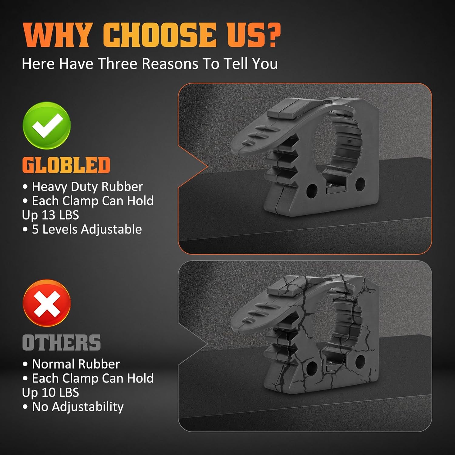 Off Road Shovel Mount Axe Mount Rubber Clamp Compatible With UTV ATV Truck Emergency vehicles Universal For Diameter Tools 1-1/7'' to 1-3/7'' 2PCS