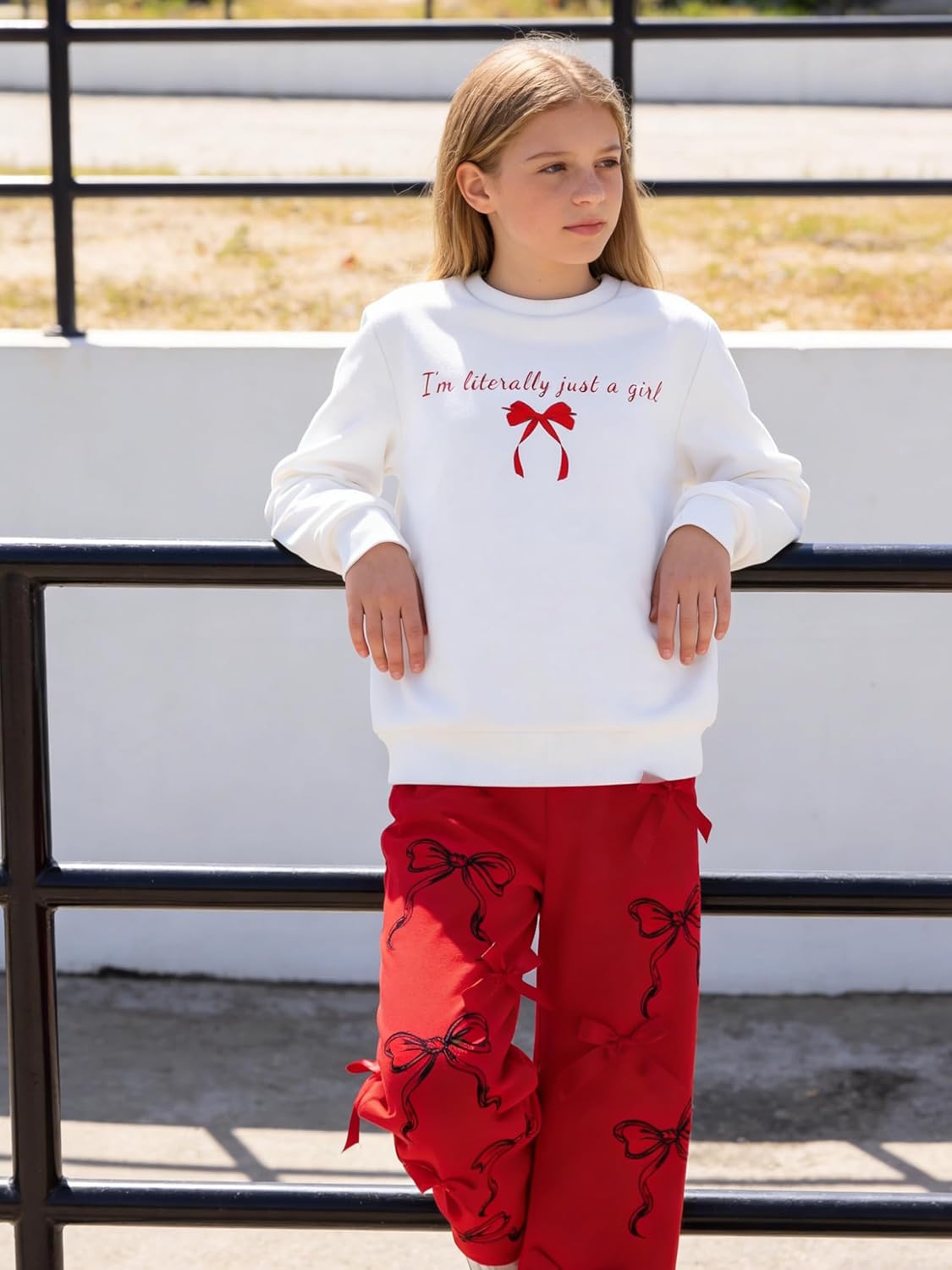 Girls Clothes 2 Piece Outfit Long Sleeve Top + Bow Cargo Pants Girls Fall and Winter Outfits, Sizes 7-16 Years - Image 6