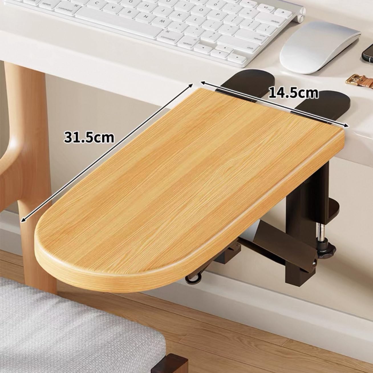 デスクエクステンダー マウススタンド 肘置き アームレスト キーボードトレイ 肘掛け デスクサイドホルダー リストレスト 90&deg;折り