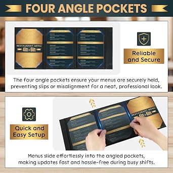 20 Pack 4 6 Table Tent Menu Covers, Leatherette PU Leather 3-Side Triangle Picture Frames with Angled Corners, Triangle Menu Holders for Restaurant Coffee Cafe Bar Drink Dessert