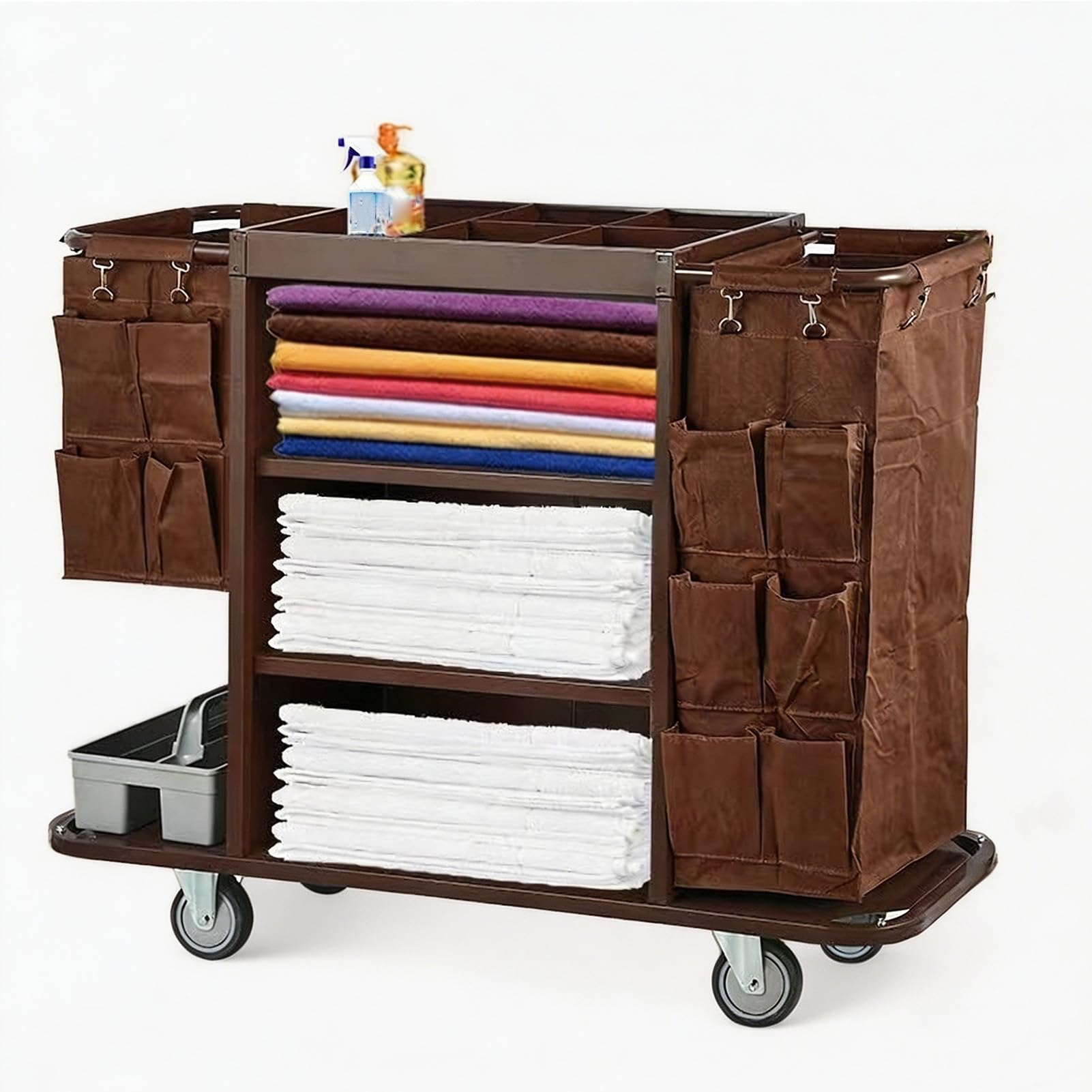 Carrello multifunzione per hotel e aeroporti, efficiente per pulizia domestica e servizio biancheria, strumento di pulizia commerciale per semplificato s