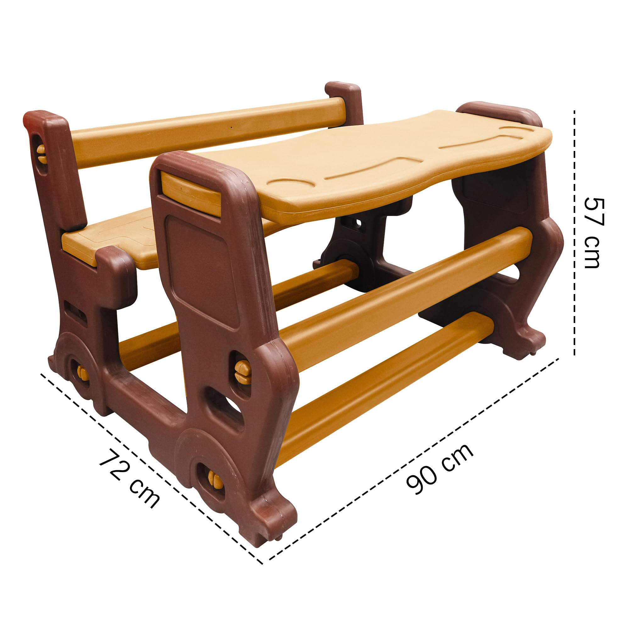 Hop N Play Big Bench | Scholar Table Chair Double Seat 2-5 Years Age Group, Study Table for Kids with Chair- Beige Color 3