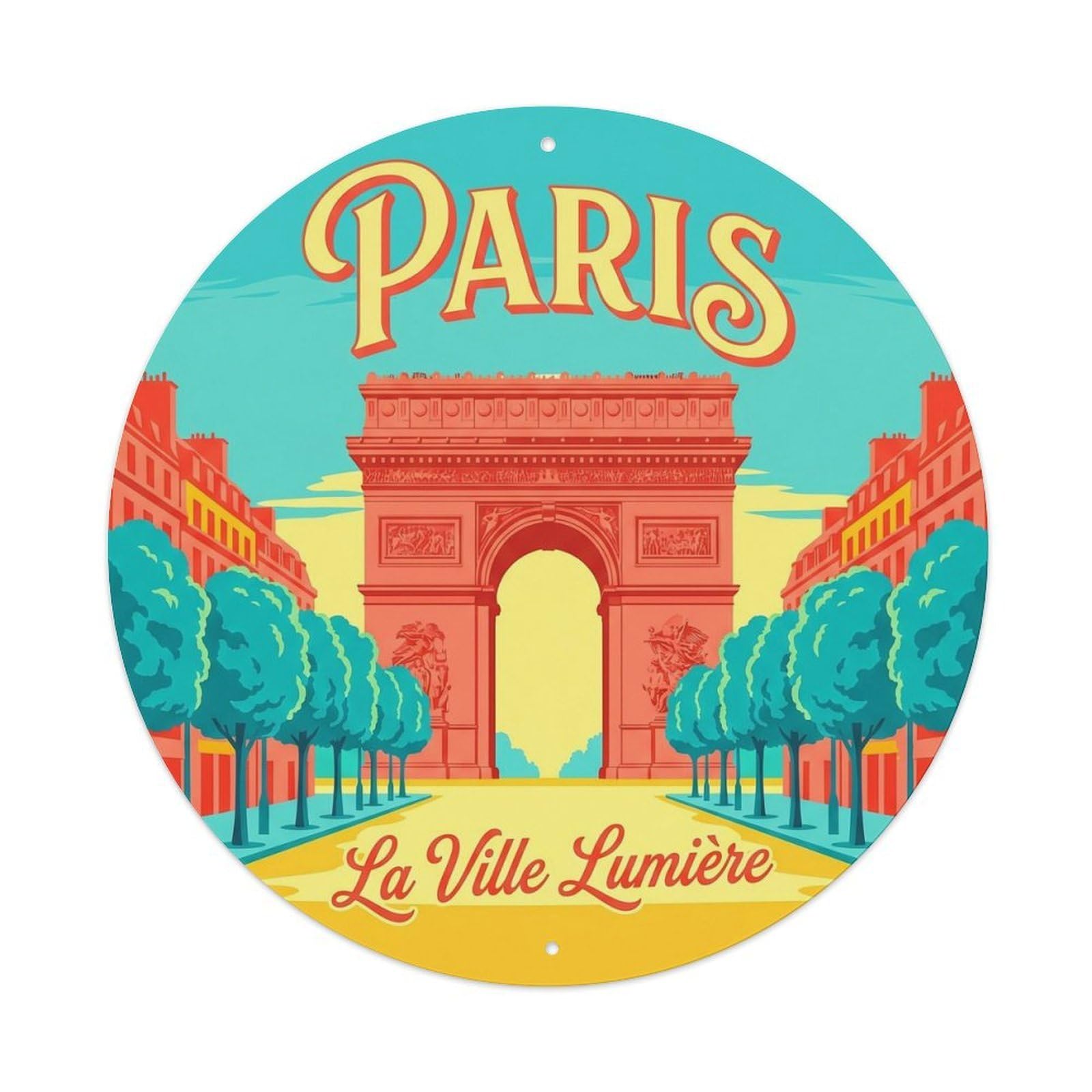 Vintage Travel Parisian Landmark France Metal Tin Sign Plaque