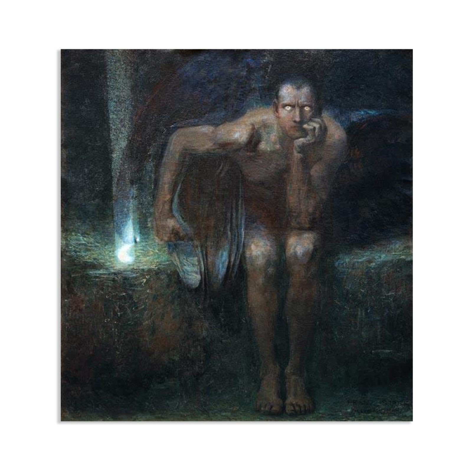 Hau3sh3a Lucifero Franz Stuck Posters Stampe Dipinti Famosi Riproduzione su Tela Quadro Astratto su Tela Per Soggiorno Camera da Letto Ufficio60x60cm(24x24in) Senza cornice