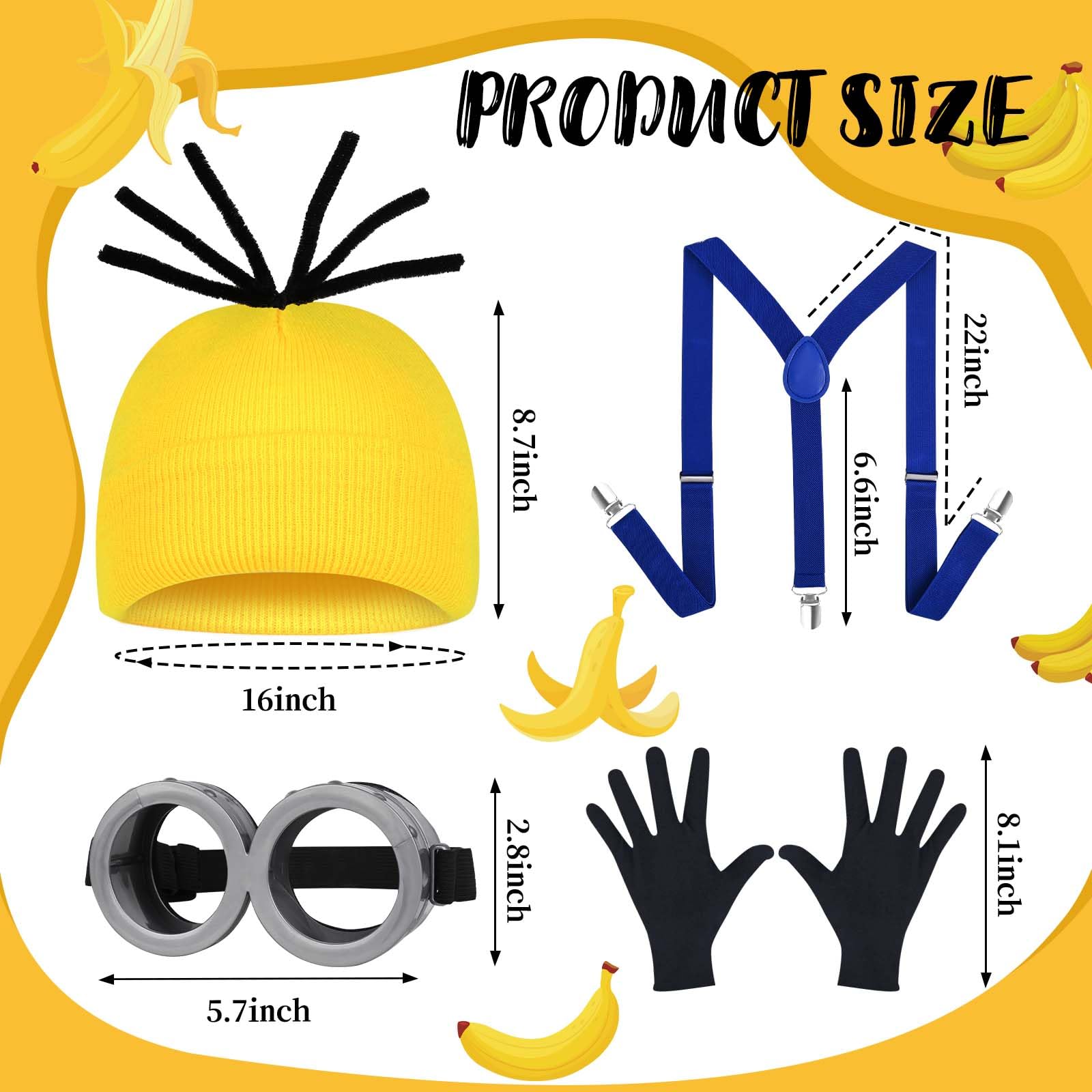 Bofeiya Set of 4 Pcs Steampunk Goggles Glasses Yellow Beanie Knit Hats Black Gloves Blue Harness for Christmas Halloween Costume Cosplay Party Supplies - Image 2
