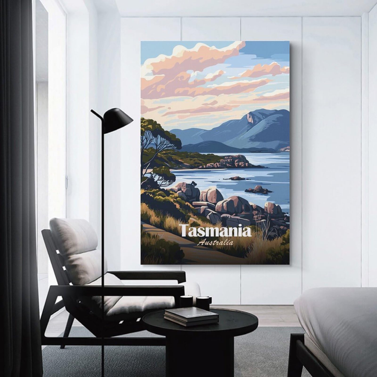 Junmoney Tasmania Coastline Hanging Wall Art, 24x36inch(60x90cm), for Bedroom Walls, Guest Spaces Or Lounges, An Easy Wall Refresh for Bedrooms