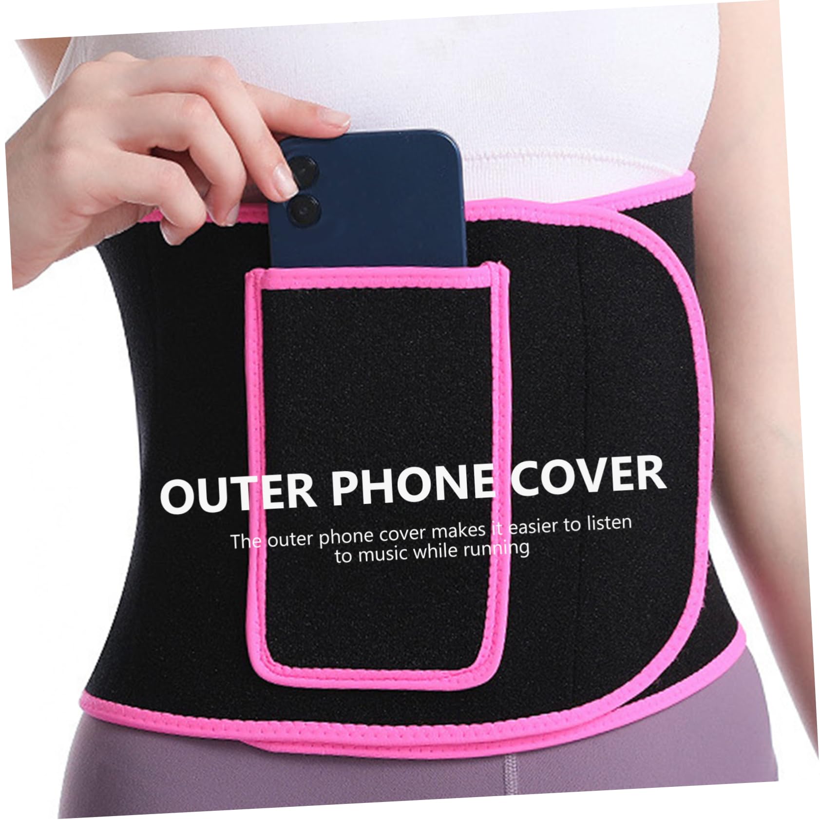 IWOWHERO Comfortable Fitness Waist Support Belt Breathable Shaping Waist Strap for Men and Women for Running Weightlifting and Daily Sports Activities Trim Pink