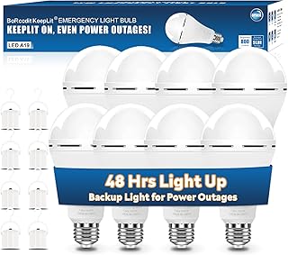 KeepLit 8 Pack Emergency Rechargeable Light Bulbs, 48H Long Lasting & 3 Brightness Power