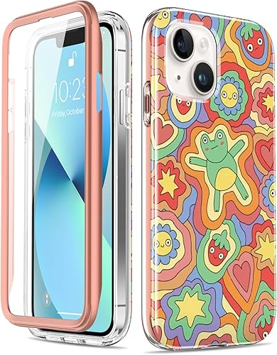 Funda para iPhone 13 con protector de pantalla integrado, protección de grado militar duradera con diseños de moda para mujeres y niñas, funda