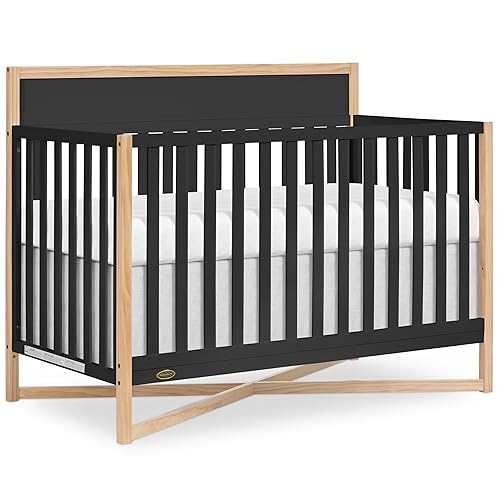 Dream On Me Owen 5-in-1 Convertible Full-Size Baby Crib in Matte Black, GreenGuard Gold & JPMA, Converts to Toddler, Day, & Full-Size Bed, Non-Toxic Paint, Safe Sleep Environment