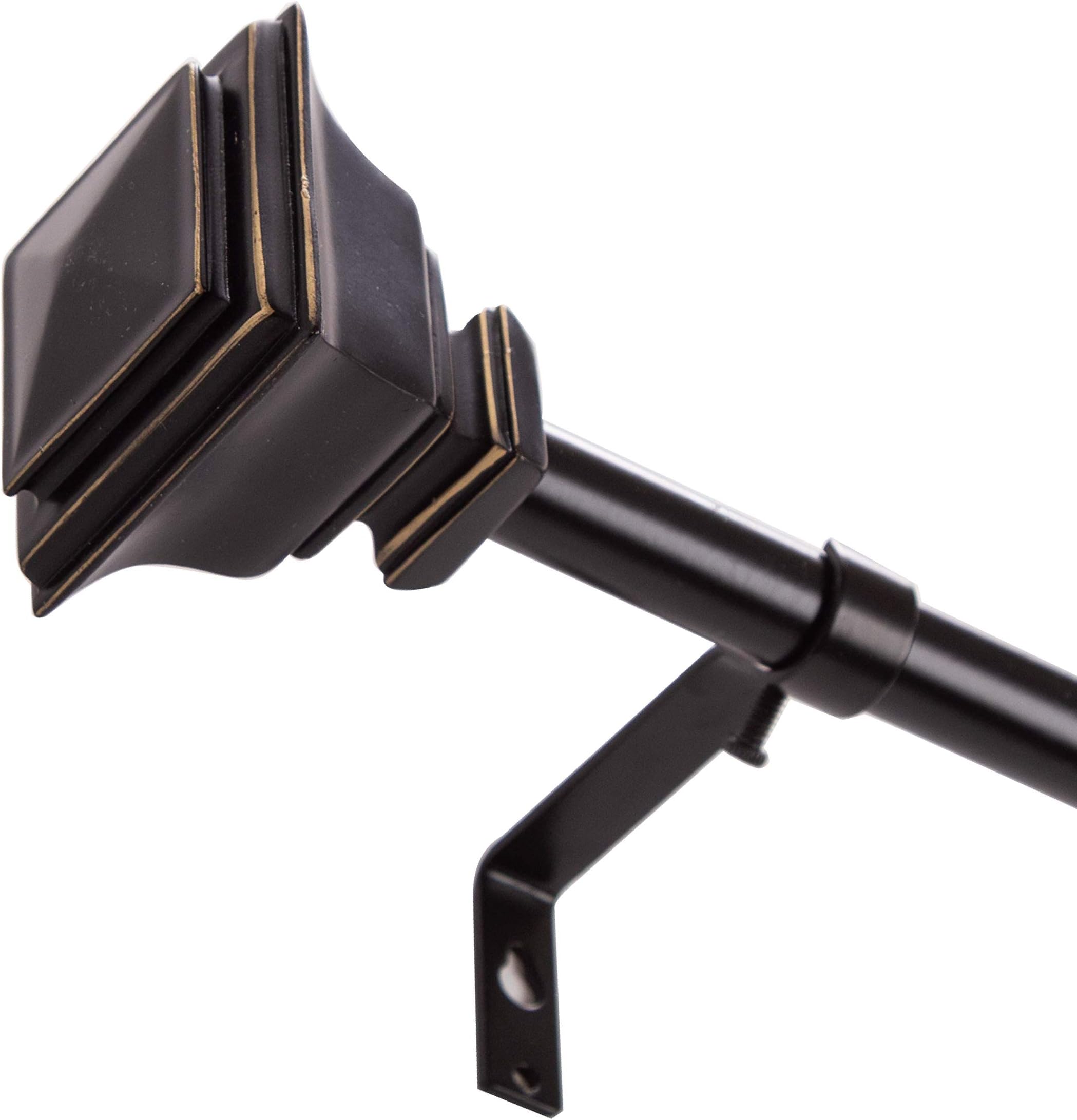 BINO Antique Black Curtain Rod - 42"to 120"Adjustable for Windows and Drapery