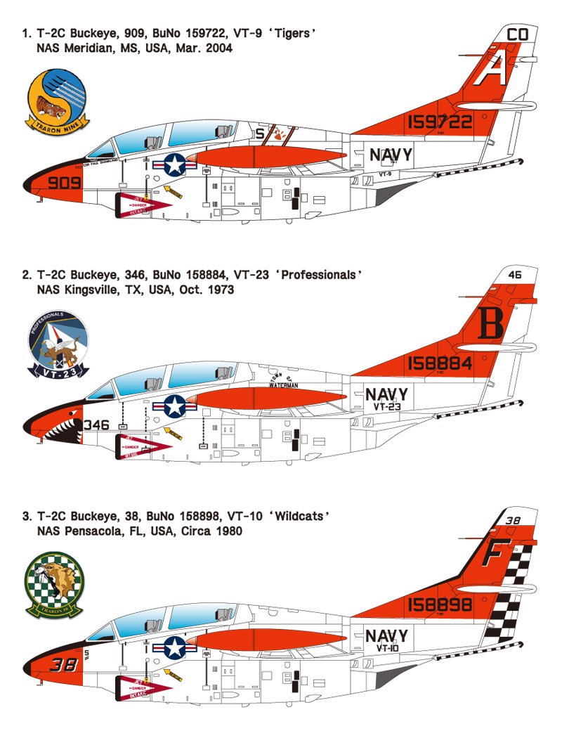 Kit Maquette 1/72 T-2C Buckeye US Navy – 70 Pièces – Décalcomanies Cartograf – WP10005
