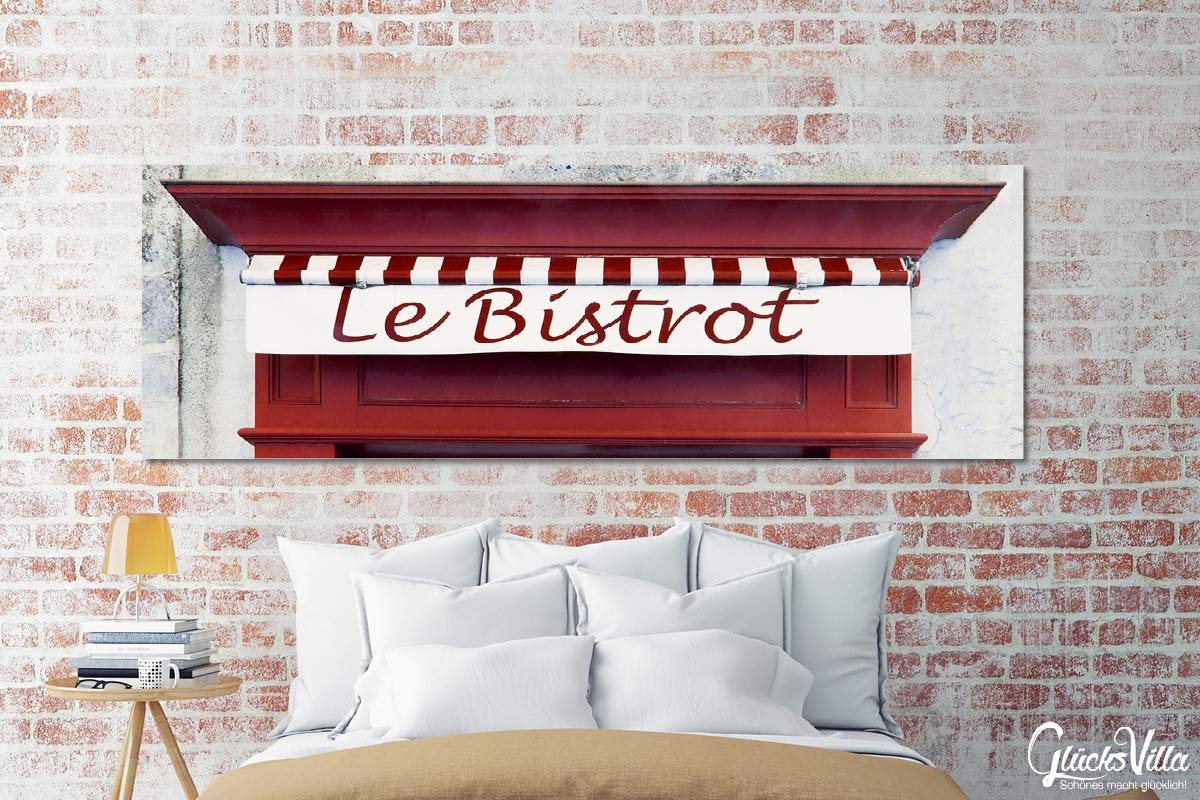 Glücksvilla - Bistrot rot (Acrylglas-Bild 5 mm, 150 x 50 cm) | div. Maße - aus DE - Kunstdruck XXL Deko Wandbild quer - Bistro Restaurant Bar Frankreich Paris
