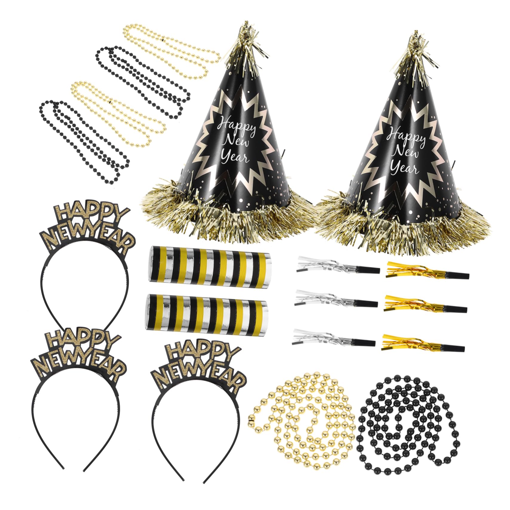 HOOTNEE 1tasche Neujahrsfeier Set Mit Partyhüten Bead-neklace Kopfband Und Lärmmachern Dekoration Für Unvergessliche Silvesterpartys Sicher Und Leicht