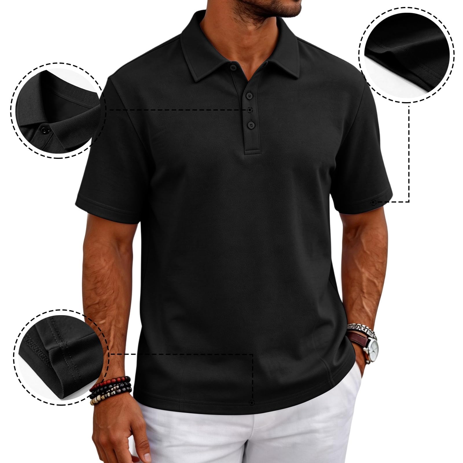 Polo Manga Corta Hombre Antisudor Verano Poliester Moda Golf