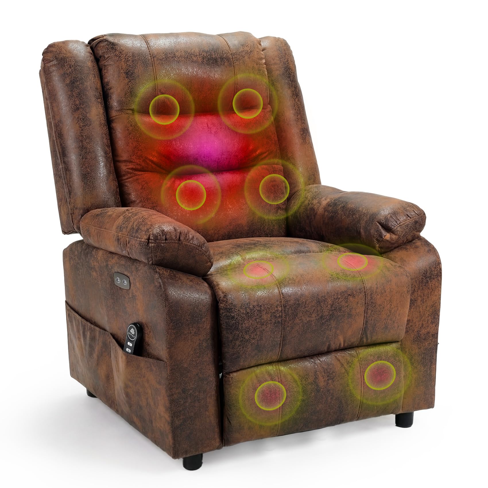 Silla Eléctrica Reclinable Sillón de TV Sillón de Masaje con Calefacción Función Reclinable (Brown)