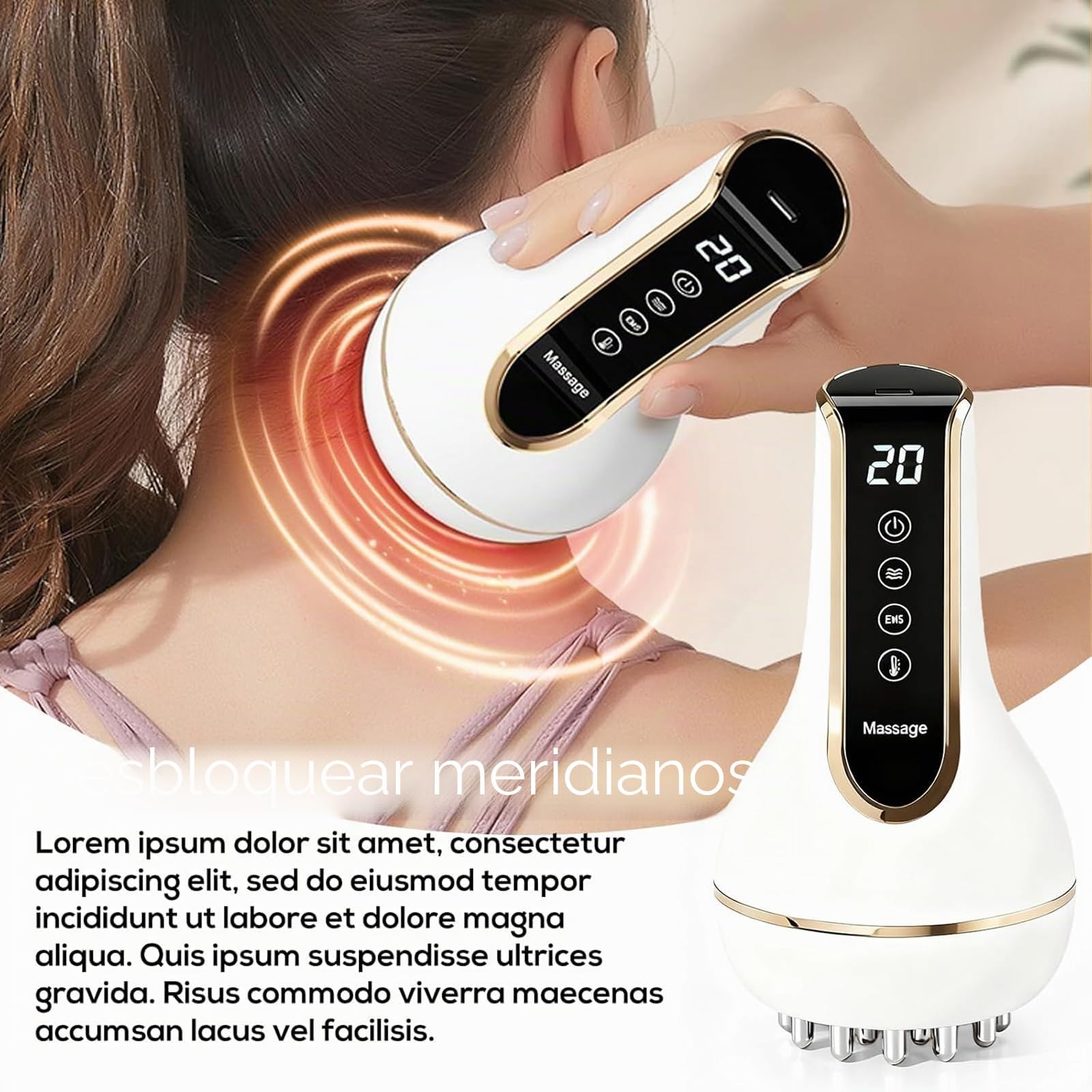 Masajeador de celulitis, 20 velocidades, masajeador de ondas de choque Gua, neuropatía, dispositivo eléctrico Guasha, masajeador eléctrico con ventosas para fascitis y alivio del dolor