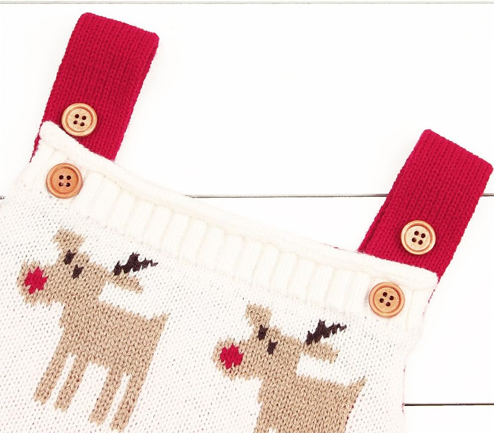mimixiong Baby Christmas Sweater Toddler Reindeer Outfit Sleeveless Red Clothes