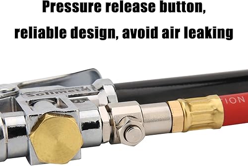 Miniatura 3 de Solimeta Inflador de neumáticos de alta resistencia, Cuerpo de aluminio, Manguera roja de 20 ", Portabrocas de aire, Diapositiva de aluminio, Rango