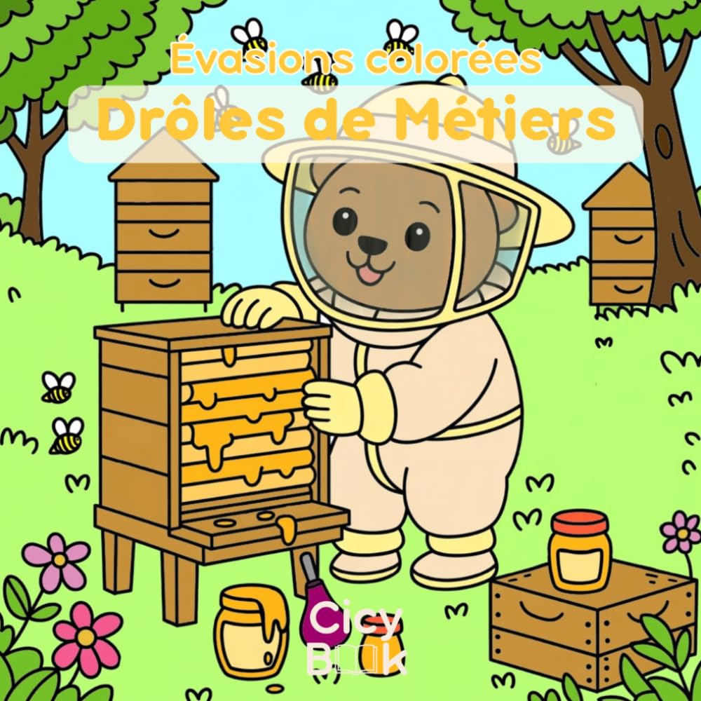 Drôles de Métiers: Livre de coloriage animaux mignons – Anti stress adulte – Relaxation, détente créative, idées cadeau, scènes kawaii (Evasions Colorées)