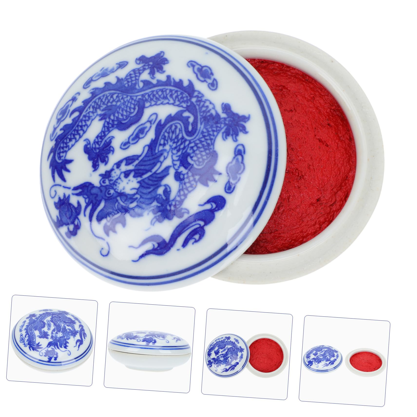 OSALADI 3 Stck. Keramisches Stempelkissen für Kalligraphie Anfänger Tintenpaste Box mit Deckel DIY Chinesisches Stempelkissen für Versiegeln und Malerei Retro Design