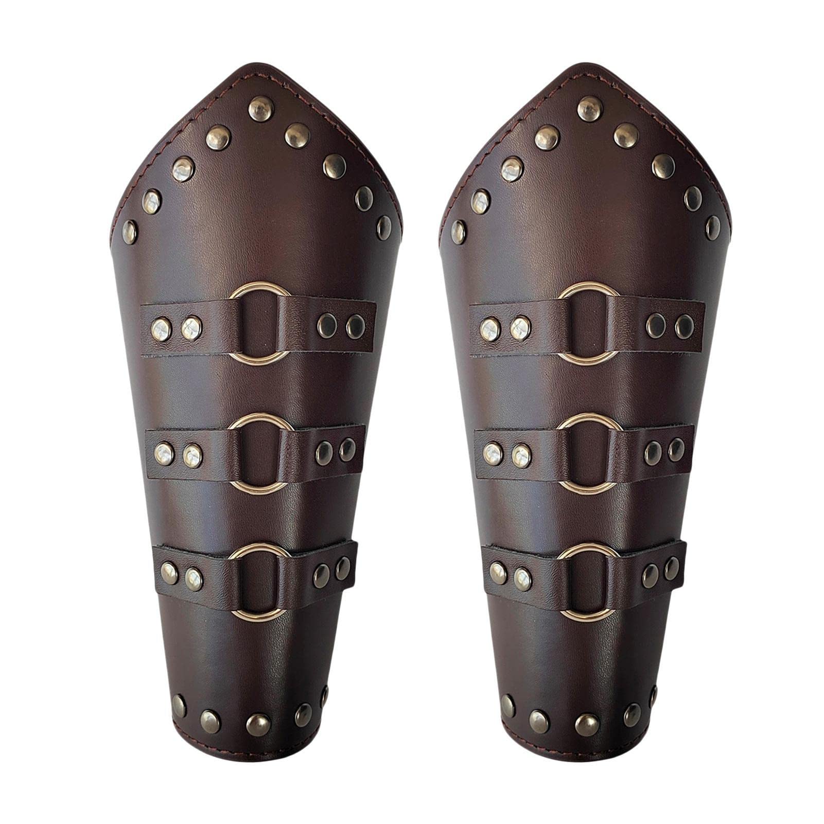 Brassards Médiévaux En Similicuir Réglables - Paire De Protège-bras Style Viking Pour Cosplay, Halloween, Jeux De Rôle - Homme Et Femme