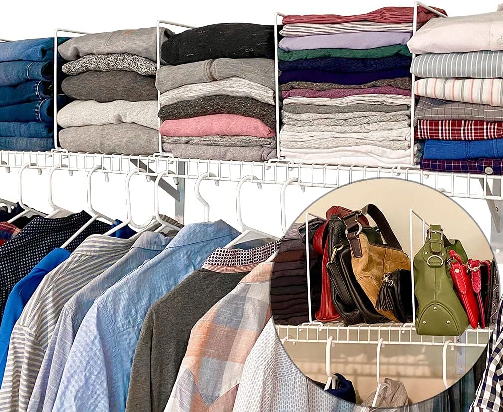 Evelots Wire Shelf Dividers -20 Pack- Closet Storage & Organization for Office/Pantry/Garage - Tall Shelf Separator - Easy Clip-No Tool - Solid Coated Steel